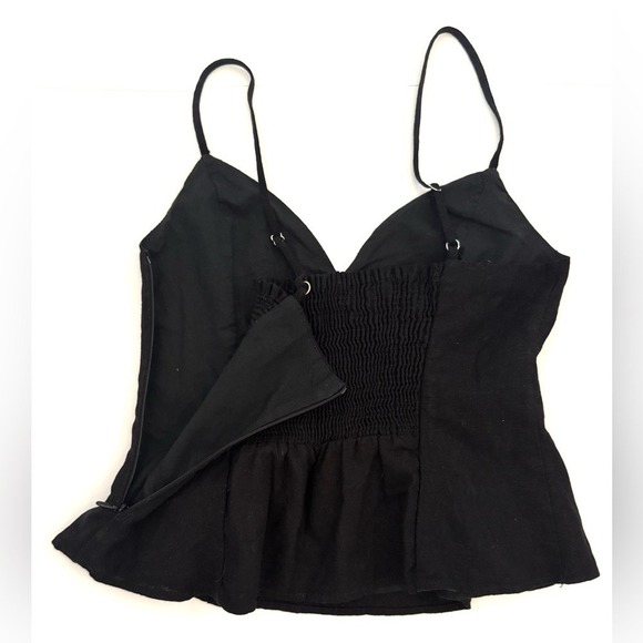 Zara Black Sleeveless Back Zip Camisole with Peplum‎ Bustier, Black, Size M - Picture 6 of 10
